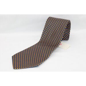 VTG Lord & Taylor 100% Silk Neck Tie NEW Navy Orange NWT